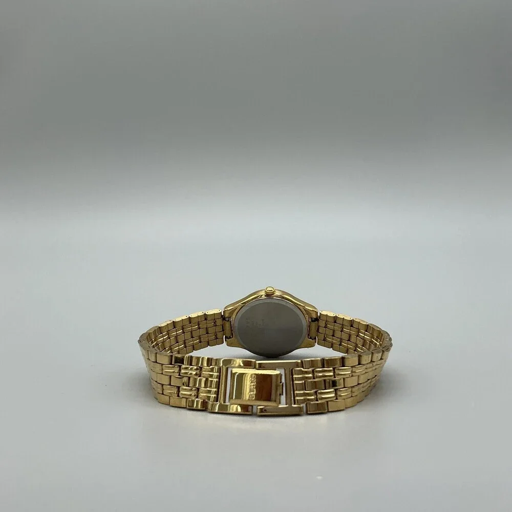 Seiko Womens Watch 24mm Gold Tone Round Dial V700-2K00 New Battery 7.5